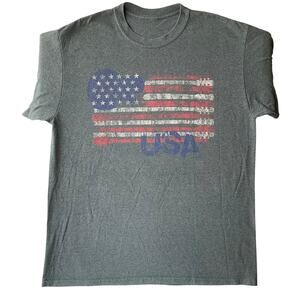 Men’s Short Sleeve T-shirt size L, Gray, American Flag USA